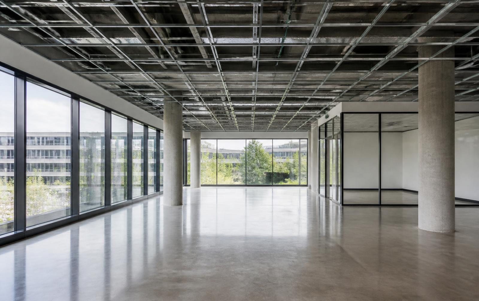 Commercial office building interior nearing completion